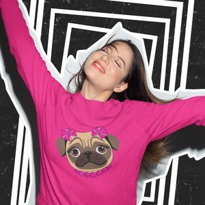 Sweet Doggy Custom Graphic Sweatshirt - Ladies